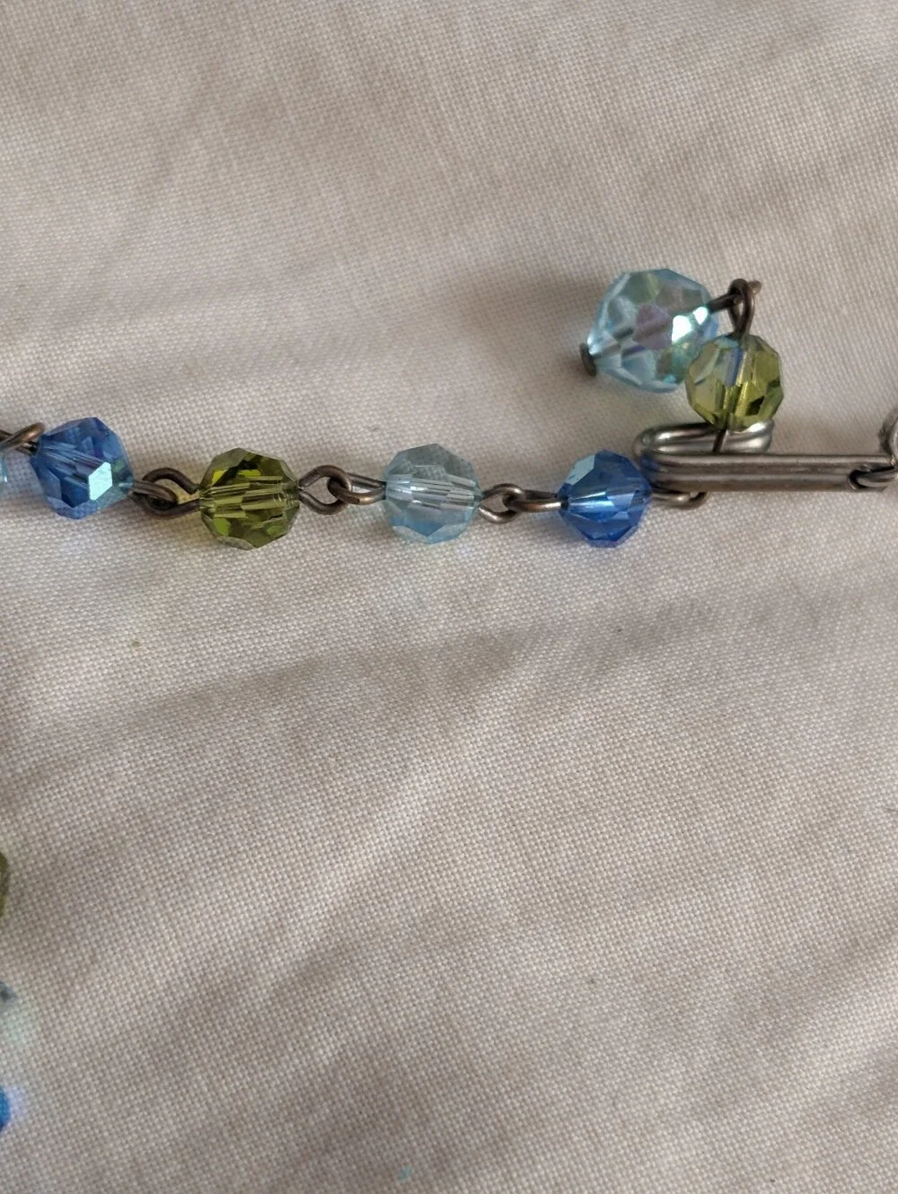 Vintage AB Green & Blue Crystal Demi Parure Set
